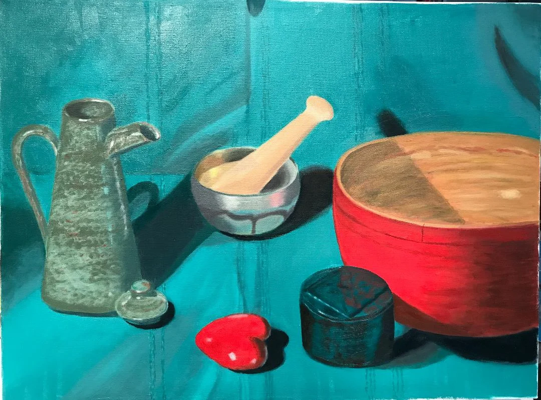 Study In Teal And Red