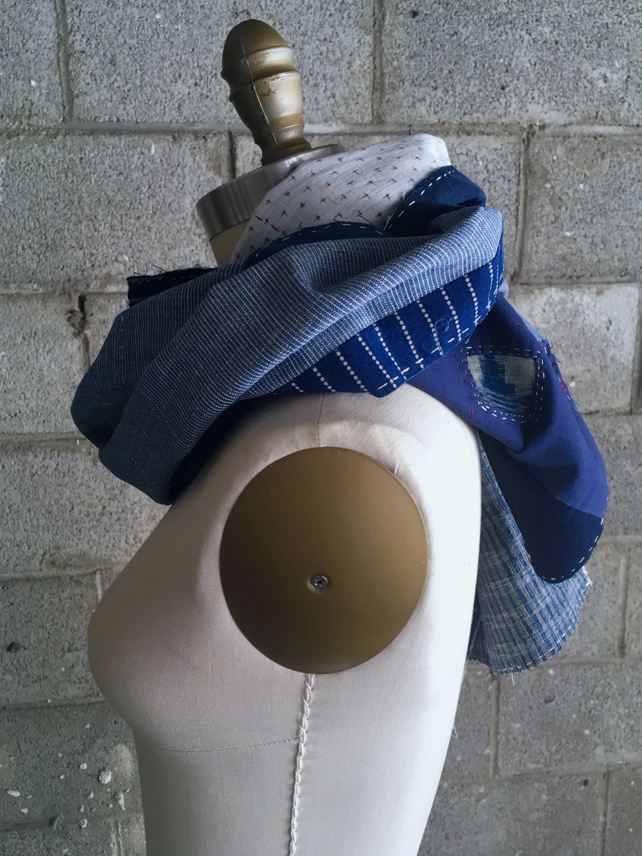 Hand Stitched Boro Scarf No.2