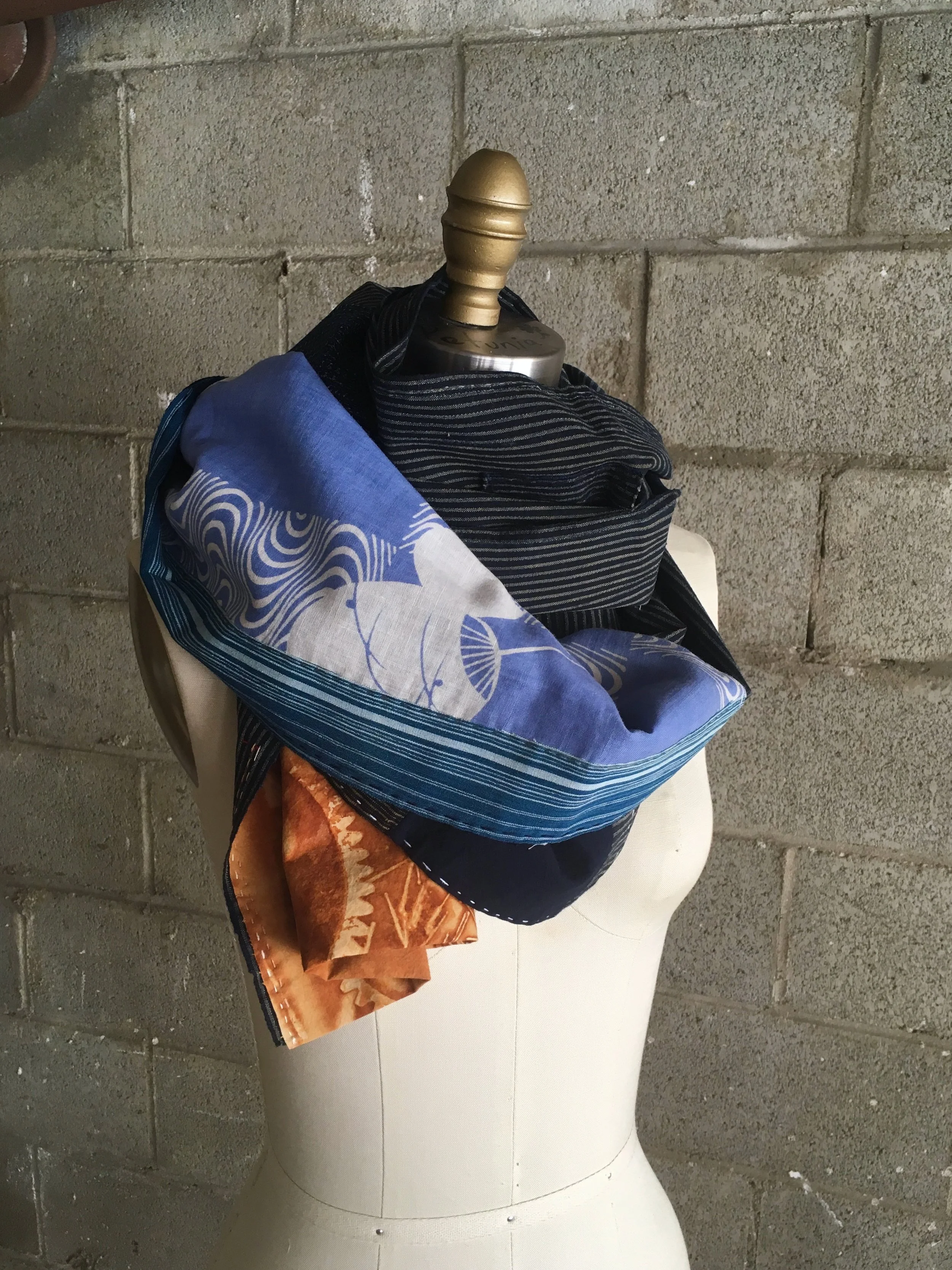 Hand Stitched Boro Scarf No.3