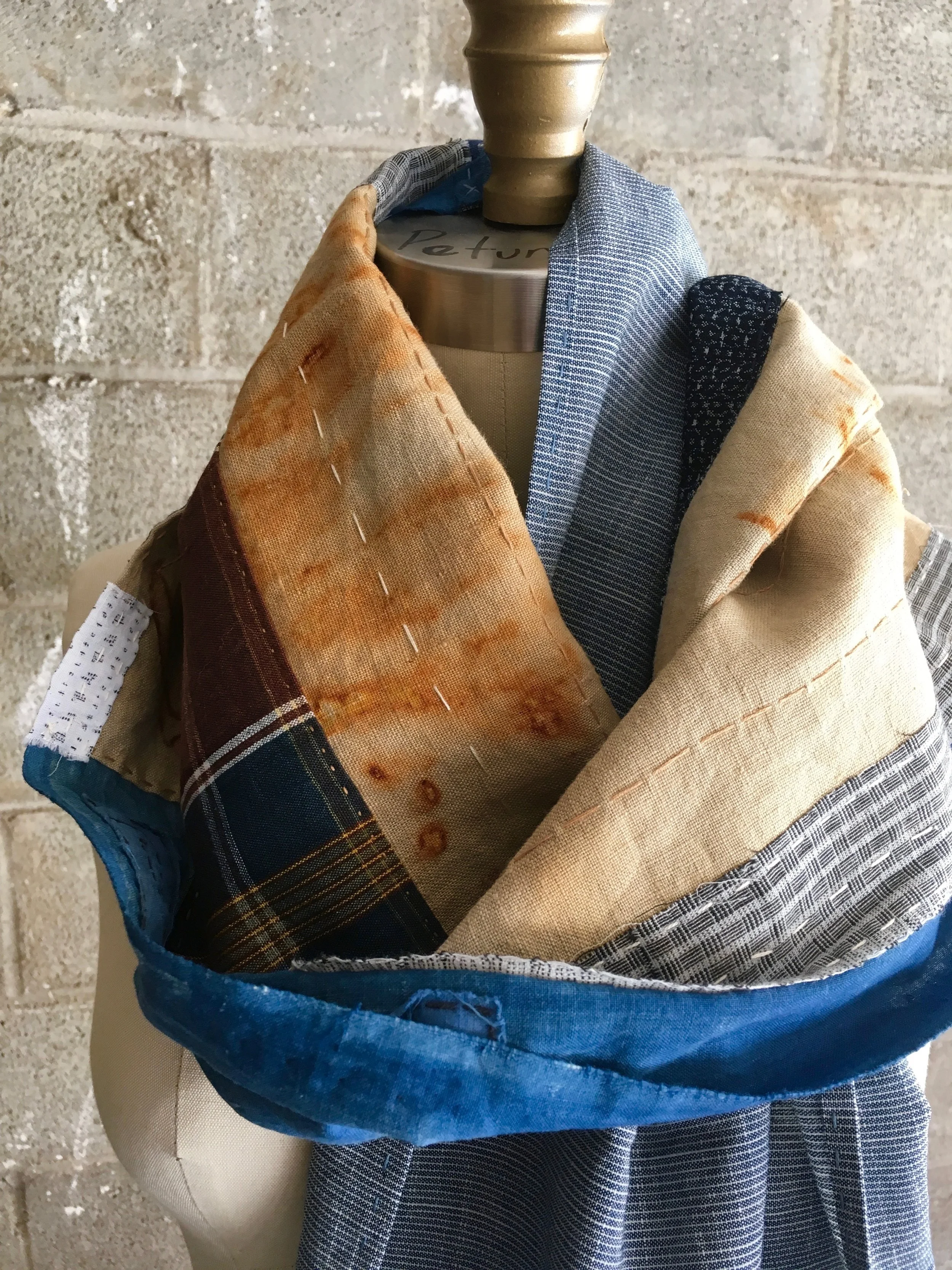 Hand Stitched Boro Scarf No.6