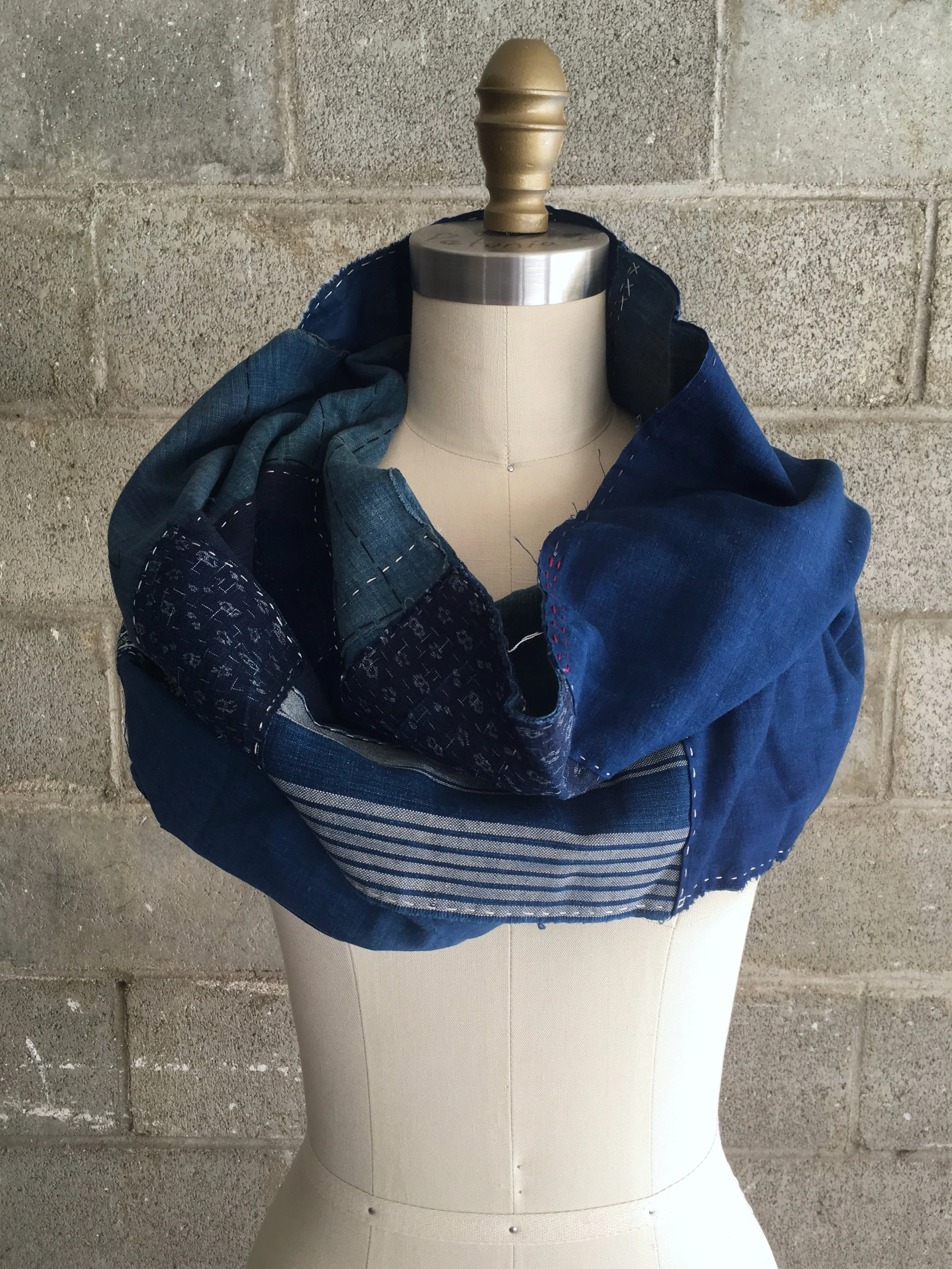 Hand Stitched Boro Scarf No.9