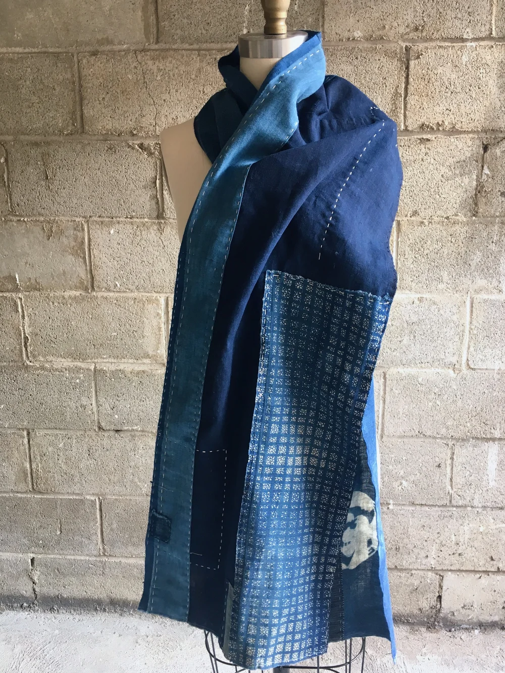 Hand Stitched Boro Scarf No. 12 — Francis-Olive