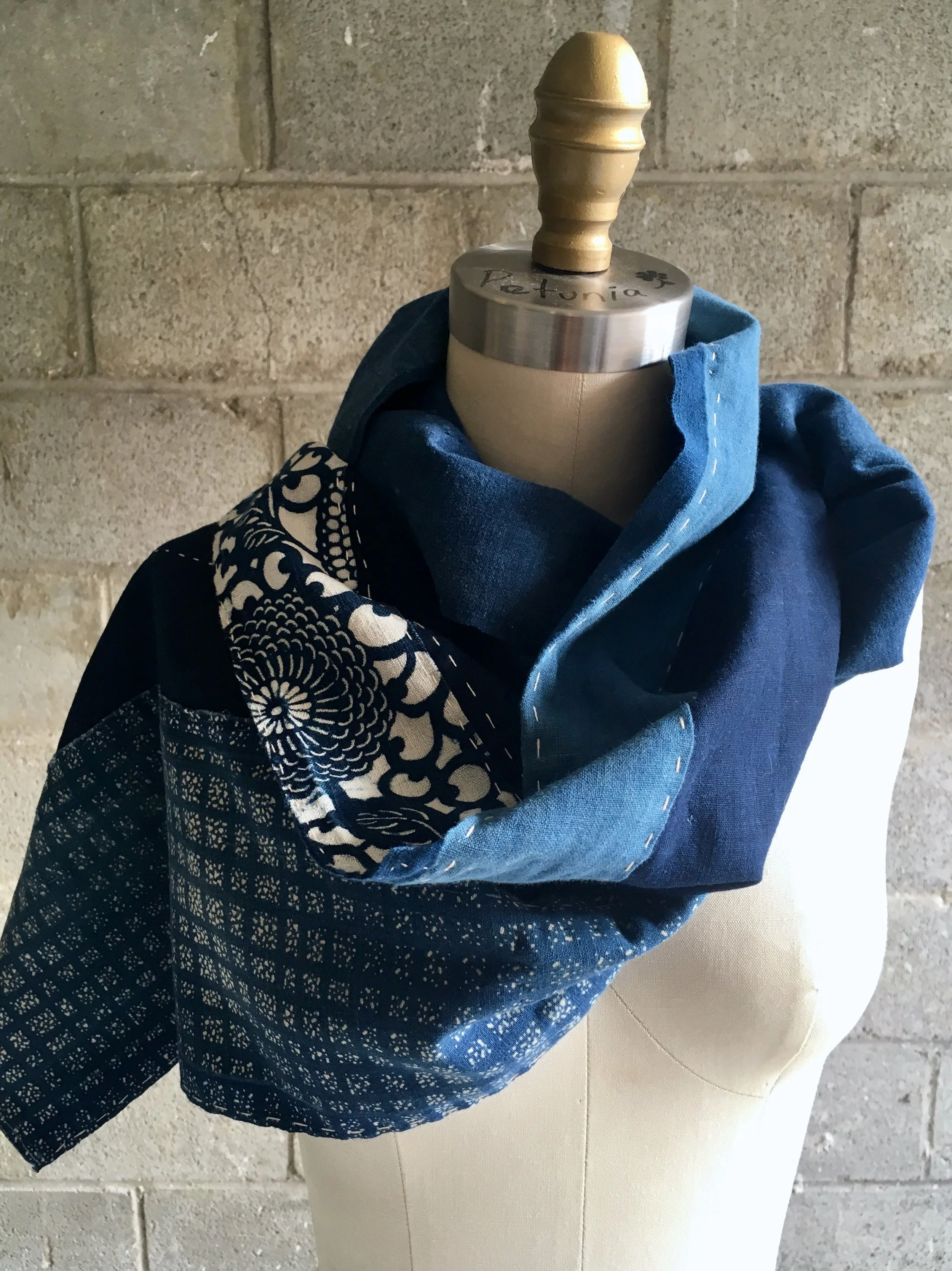 Hand Stitched Boro Scarf No. 12