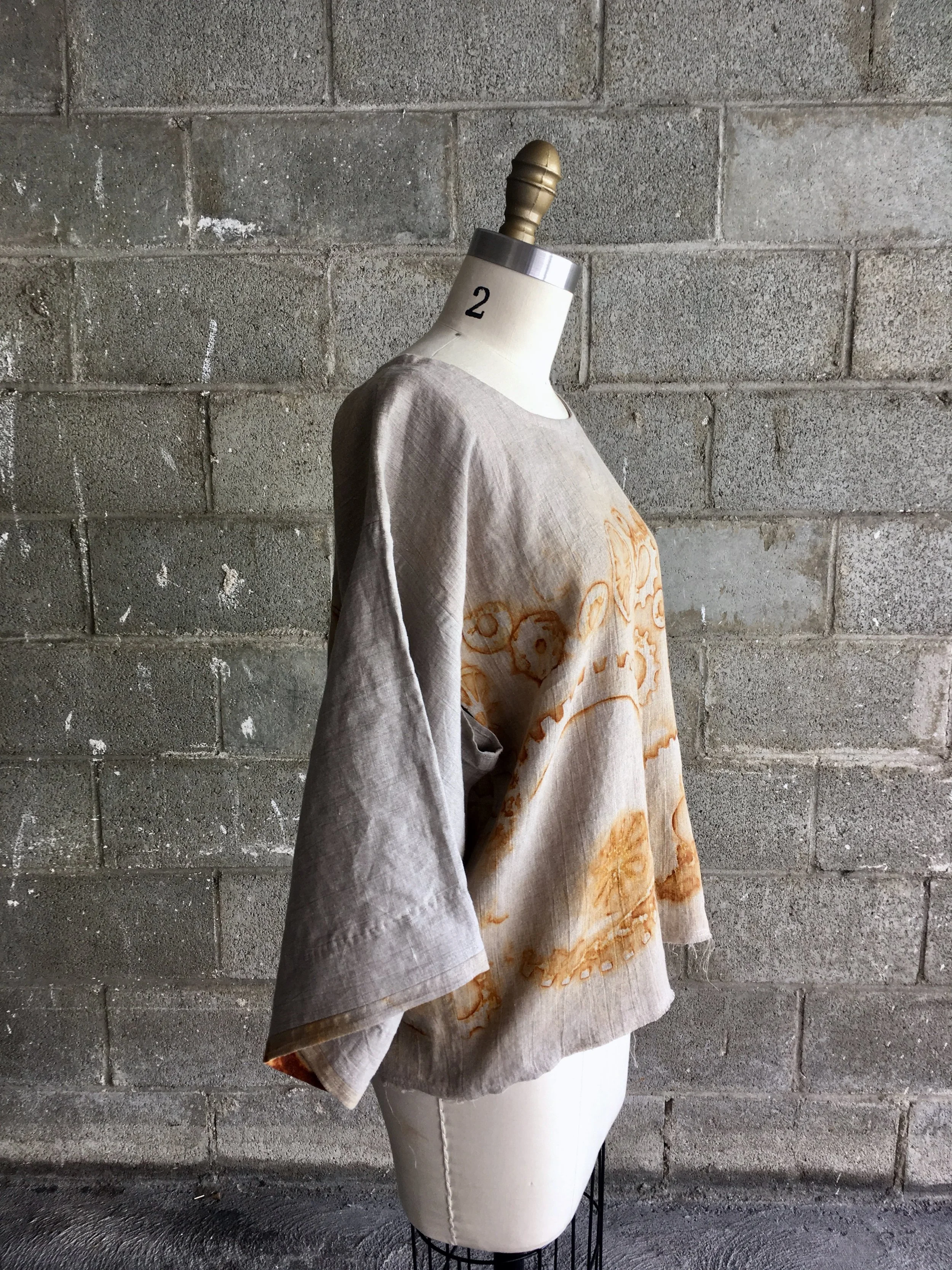 Rust Dyed, Boro Kimono Blouse