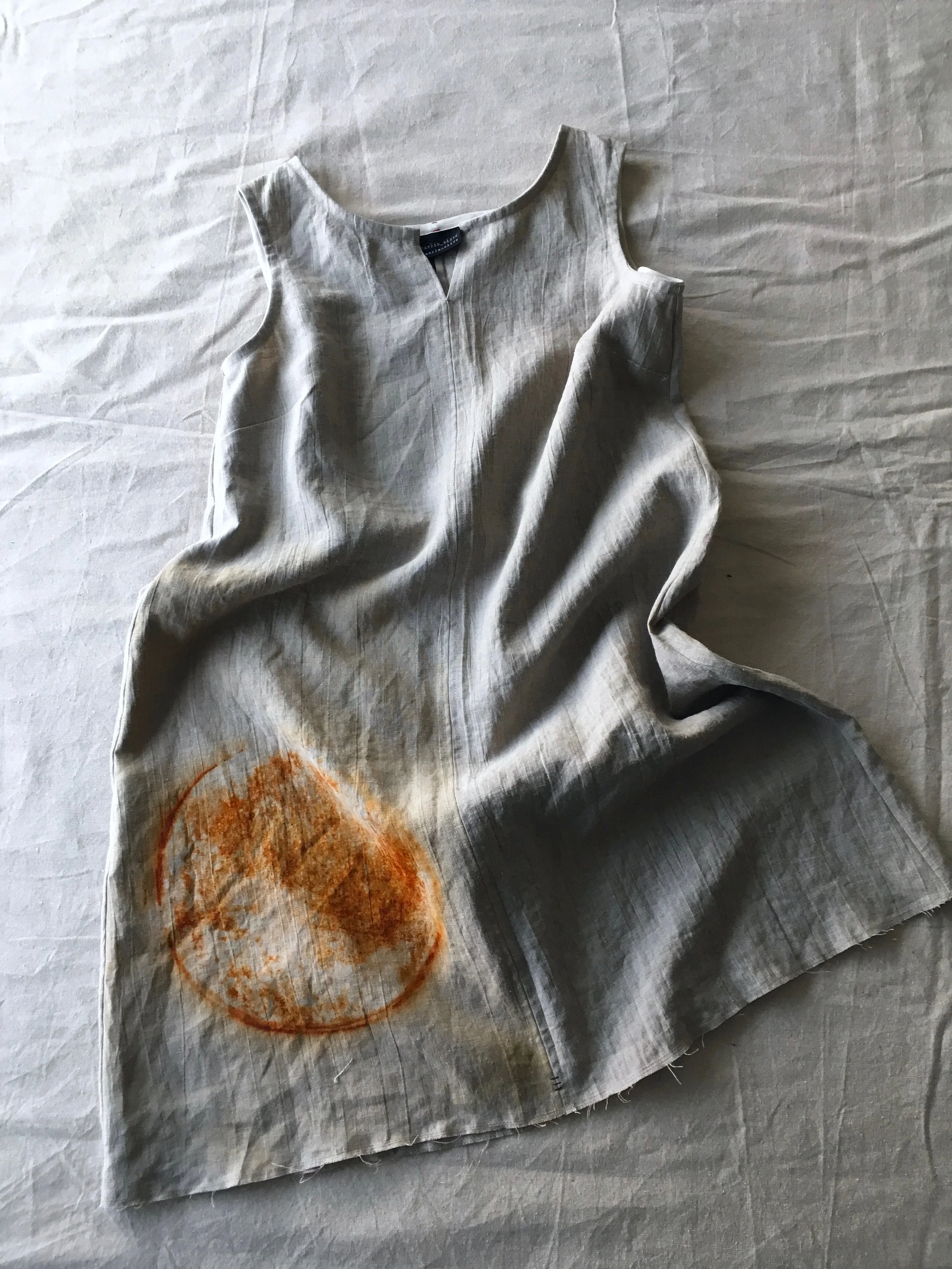 Rust Dyed Linen Japanese Sun Dress