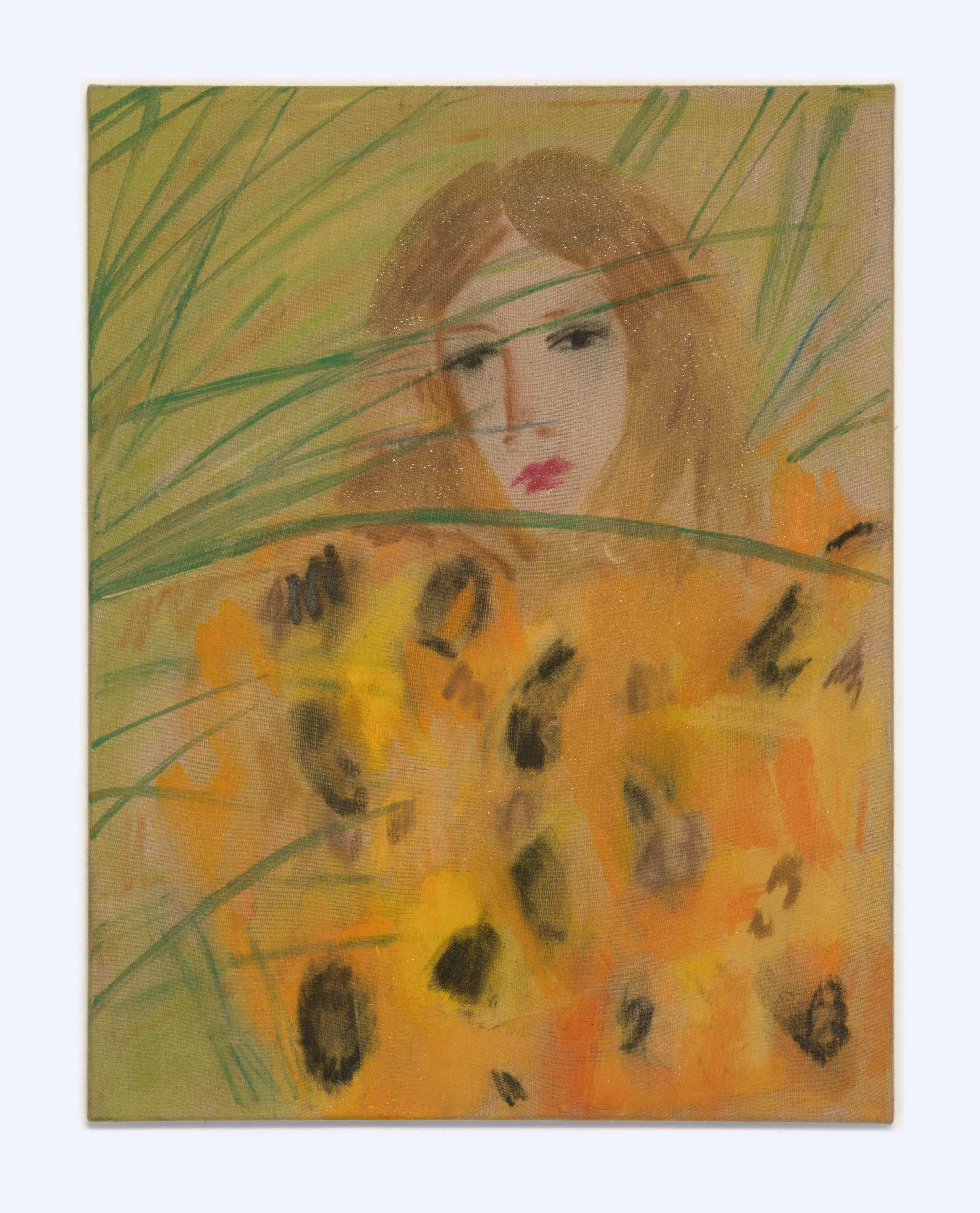 Cheetah Girl, watercolor and distemper on linen, 18 in. x 14 in., 2019