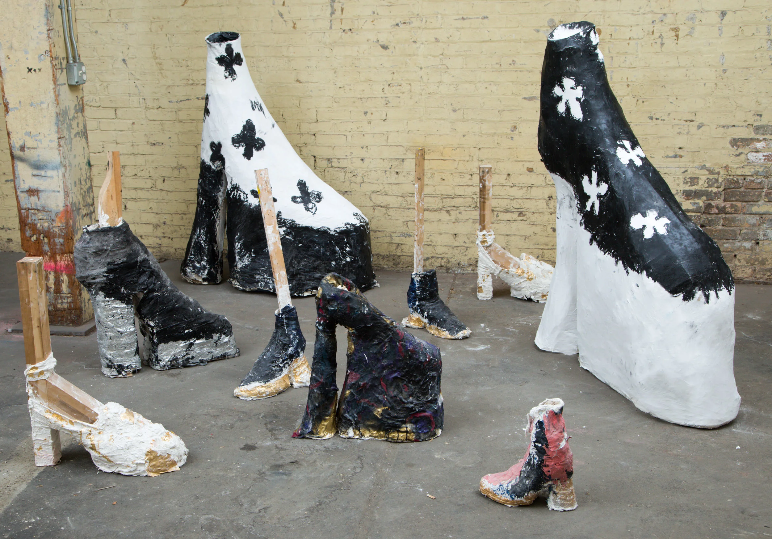 Platforms , plaster, paper mache, acrylic, wood, & mixed media, various sizes, 2016-17