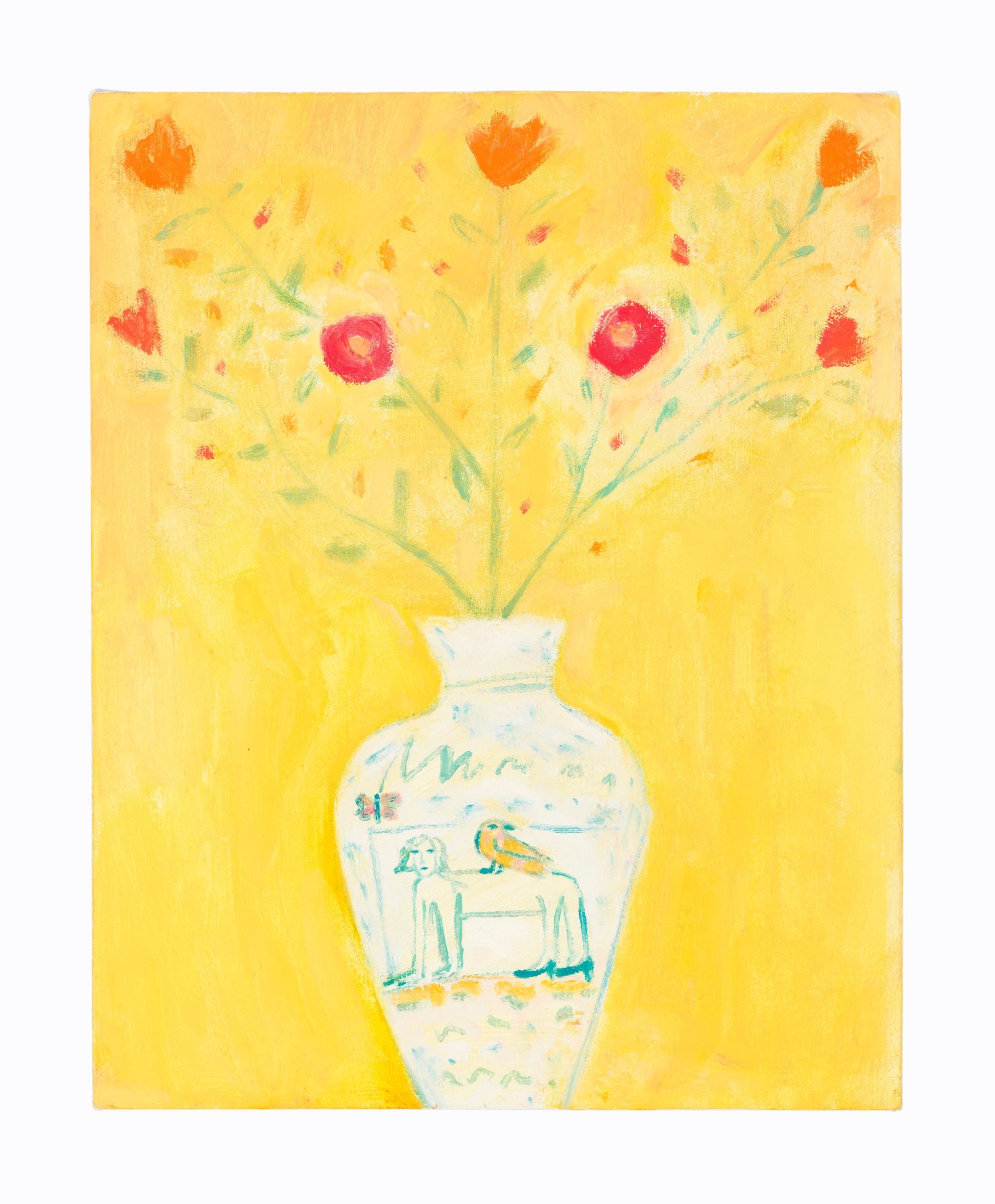   Vase with Pink and Orange Flowers,  oil on canvas stretched over panel, 11x14”, 2022 