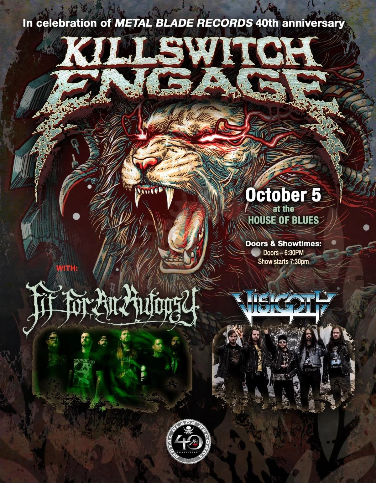 KILLSWITCH ENGAGE  Set to Headline Metal Blade Records  Third and Final 40th Anniversary Show  at House of Blues Las Vegas October 5