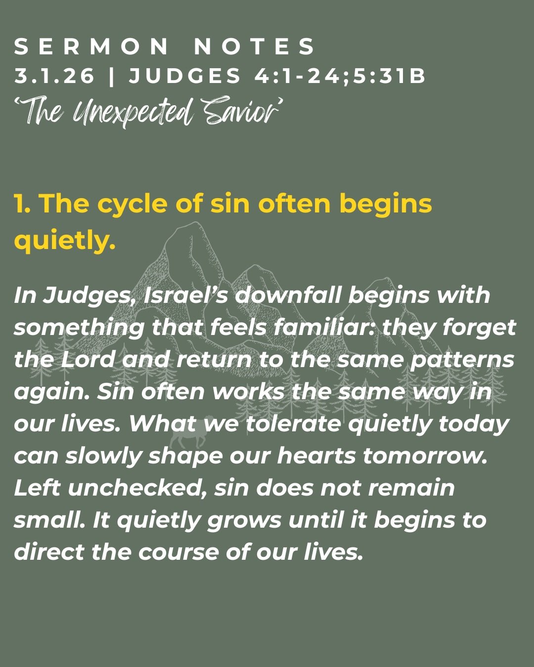 Here are sermon notes from this past Sunday on Judges 4:1-24; 5:31b &ldquo;God&rsquo;s Surprising Ways&rdquo;

For the full sermon, please visit our YouTube @newlifepres

If you&rsquo;re looking for a church, join us for worship!
10AM service in the 