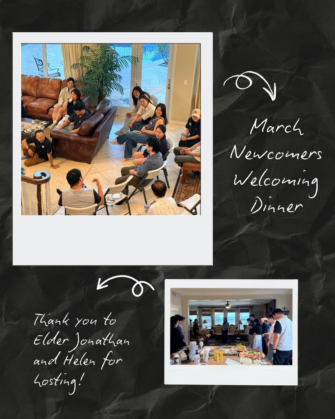 This past Sunday was our Welcoming Dinner at Elder Jonathan and Helen&rsquo;s home. 

We had a mix of life stages, ranging from college to married with a baby. 

It was great getting to share and get to know one another! We pray that New Life would b