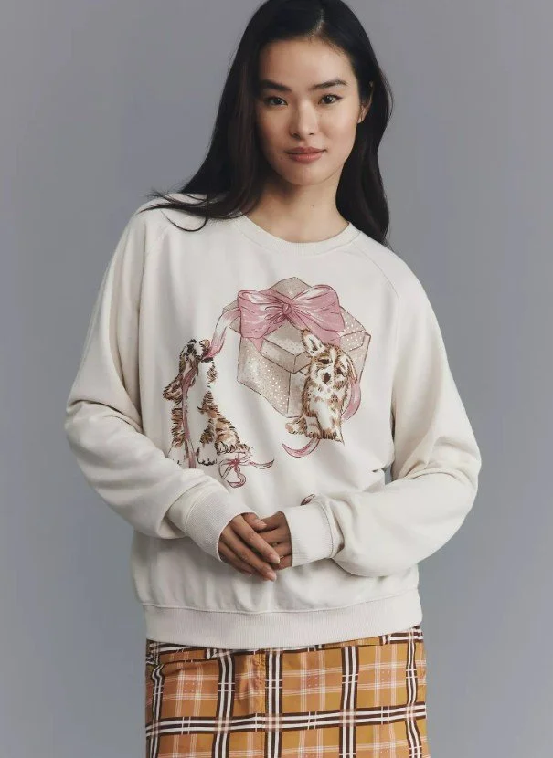 Maeve Animal Friends Crew-Neck Sweatshirt - Pink