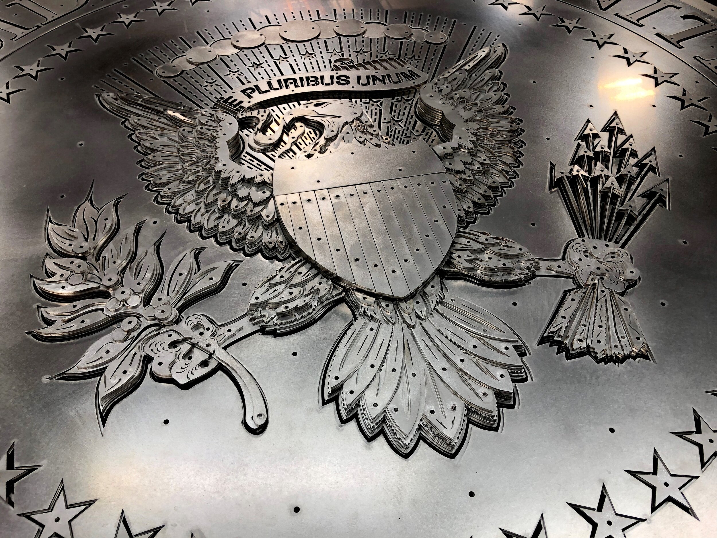 The greatest number of pieces (over 200) will be found in the Presidential Seal Eagle