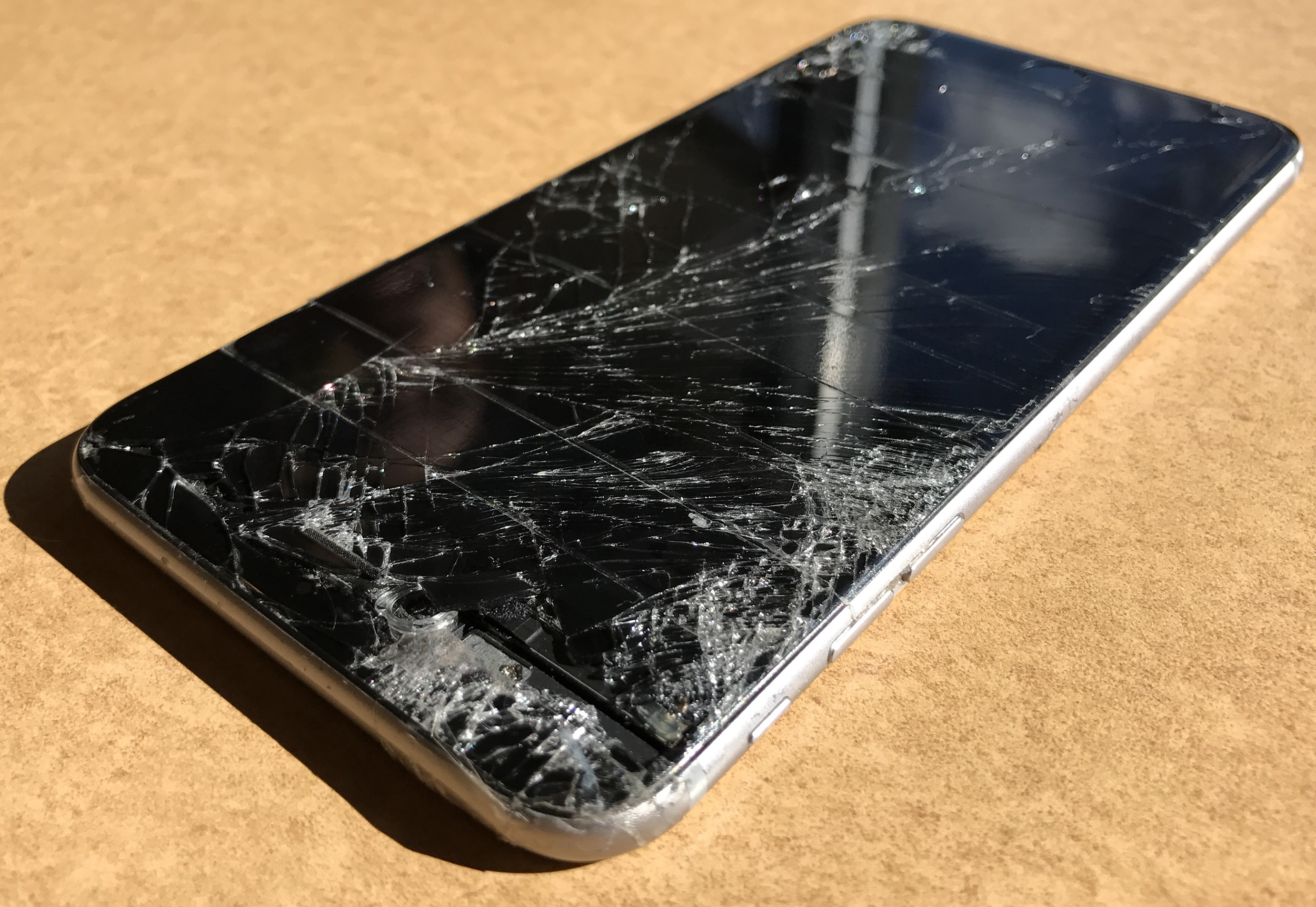 Broken iPhone 6S Plus Black Badly Cracked Glass Screen and Camera Damage