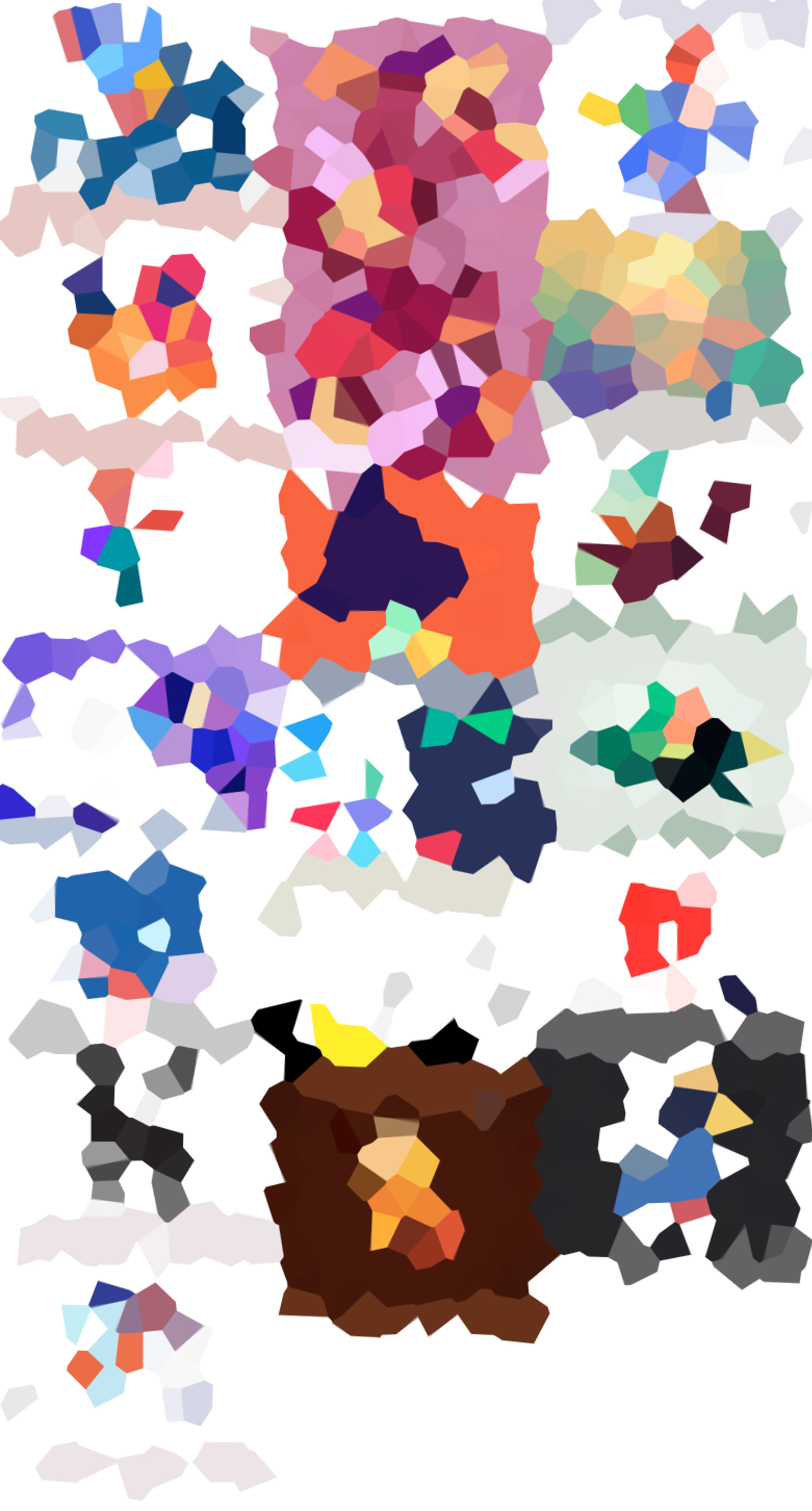 Moodboard pixelated into colour clusters