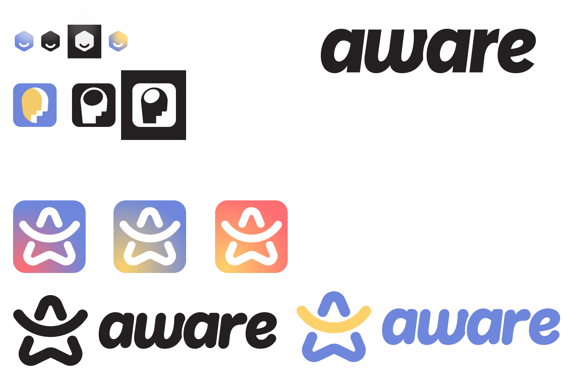Logo iterations for Aware