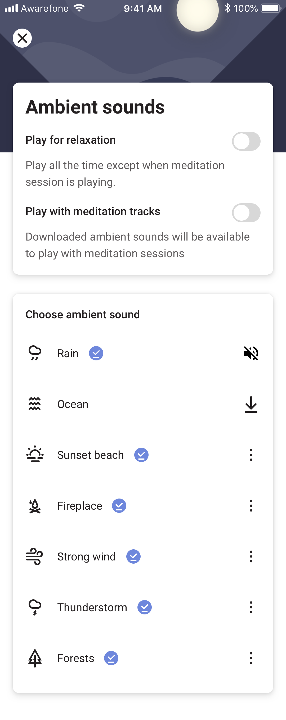 Ambient sounds layered behind guided meditation