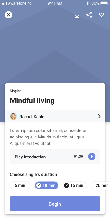 Singles — details screen