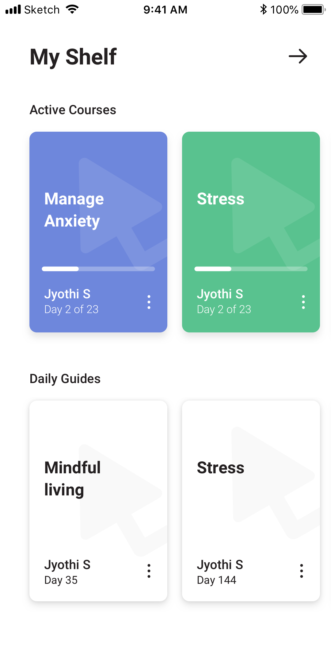 Shelf — quick-access surface for in-progress courses