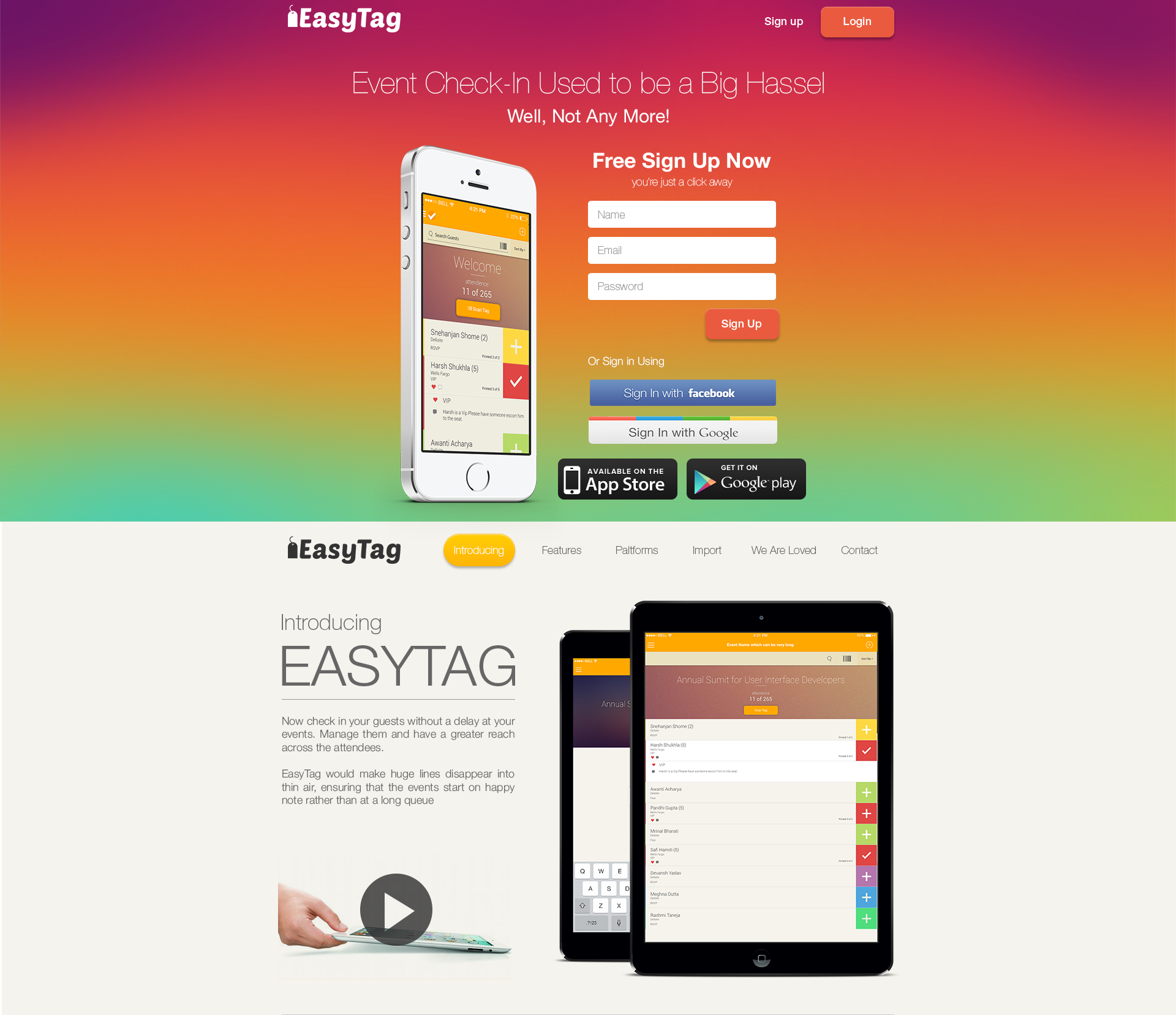 Easytag — original homepage design