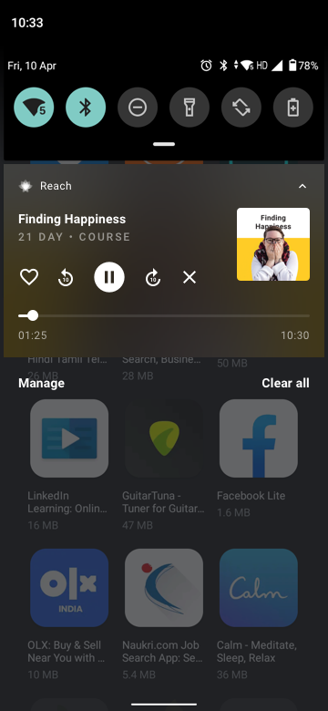 Mini-player notification expanded