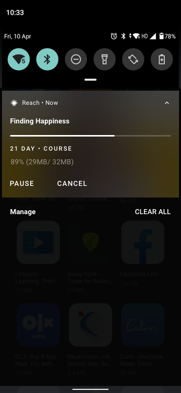 Download notification — expanded