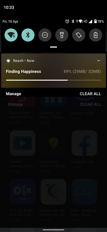 Download notification — collapsed