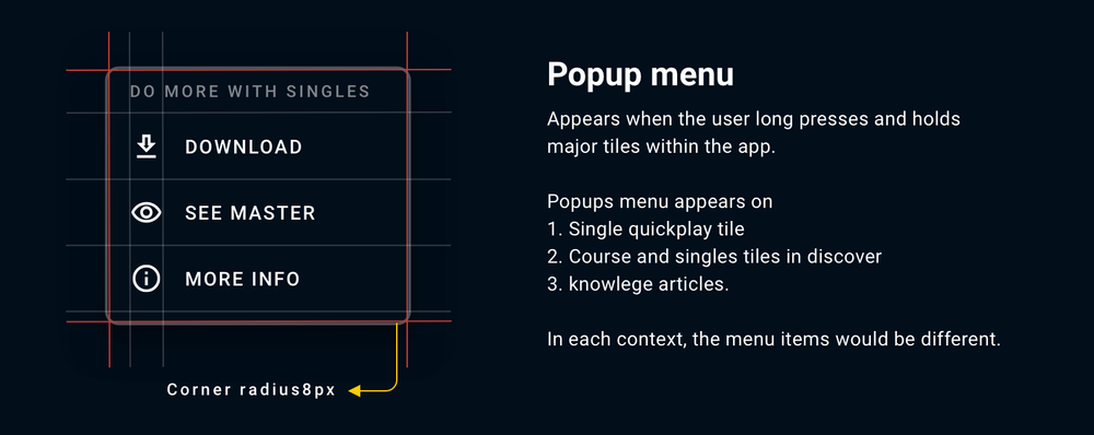 Popup menu spec