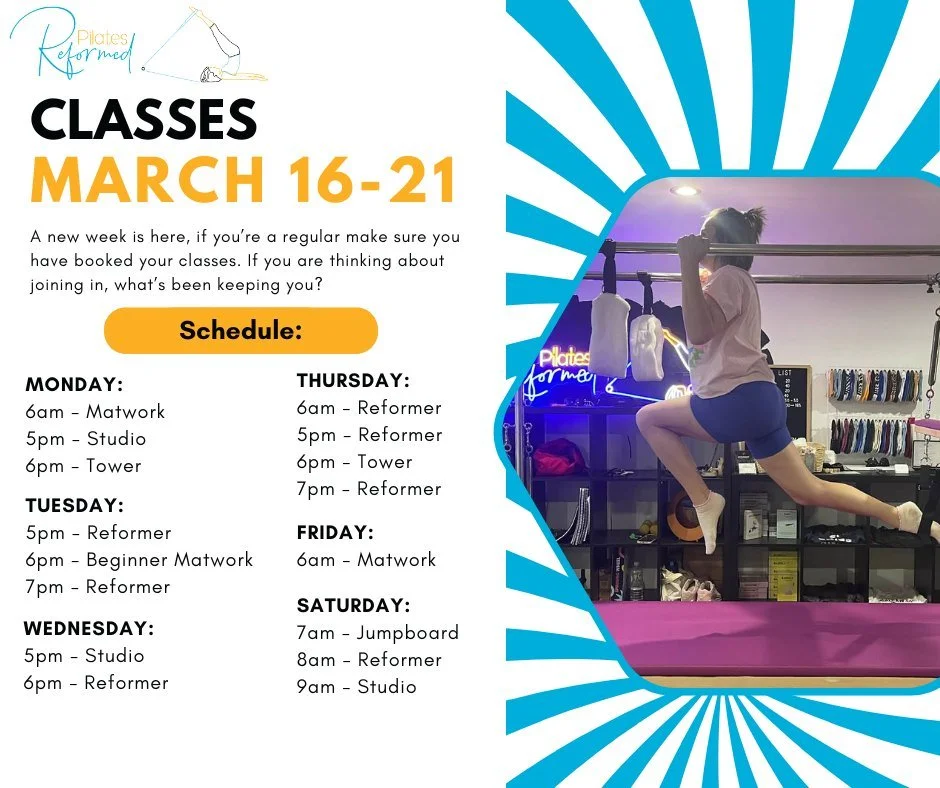 Alright team, we've done it. Made it to the end of another week and on this fabulous Sunday evening you might be thinking 'wow, I really need to book my classes in for the week' or 'man, I've been thinking about giving Pilates a go'.
Well, here is yo