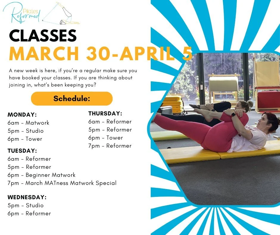 It's Easter Week - which means a short week in the studio, with the studio Closed from Friday for the long weekend.

On Tuesday at 7pm we have our March MATness Special Matwork class, where we will be going through the full Matwork order as per JP's 