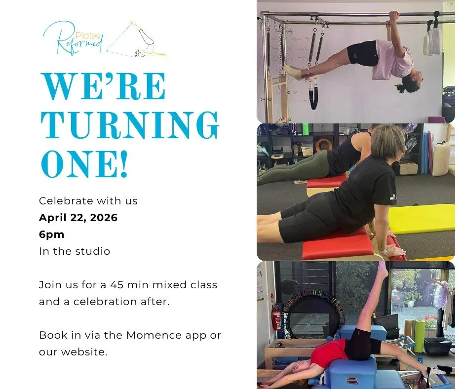 This month marks ONE YEAR of Pilates Reformed :) 

So to celebrate we're throwing a party!

Join us on April 22 at 6pm for a mixed class and celebration after. 

Bookings are open now via the App or on the Website.