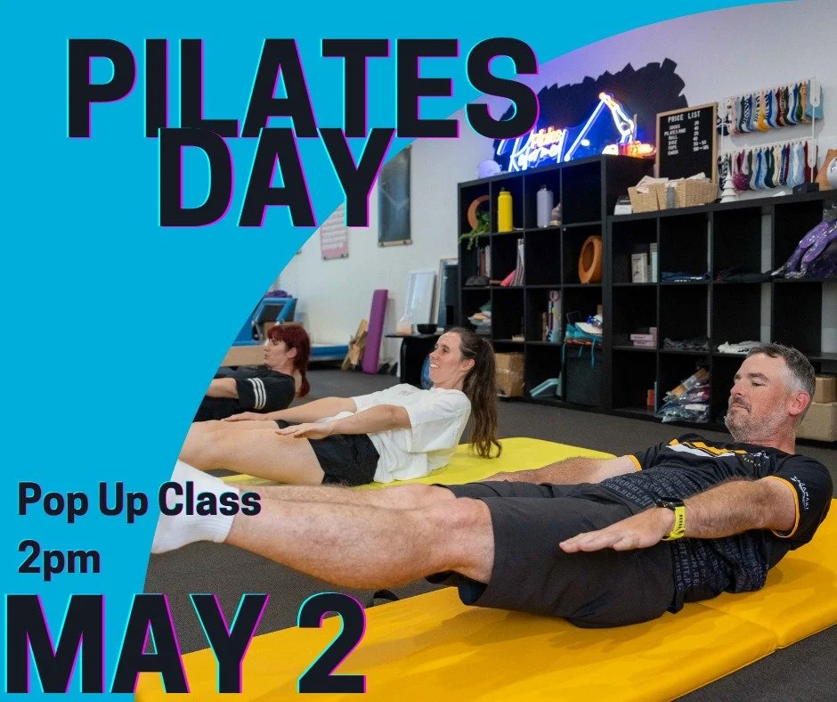Saturday is International Pilates Day - and we are running a Pop Up Class at 2pm.
Class will be a circuit style utilising everything in the Pilates method - so you can experience it all.
If you're new, this is a good class to test the waters. If you'