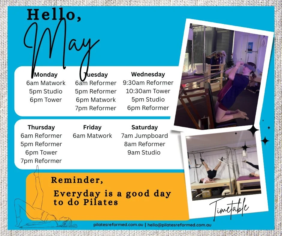 Pinch and a Punch, it's bloody May! We're 4 months into  2026 and it isn't slowing down.
Our new Wednesday morning classes are looking good, if Daytime suits you better - these are the classes for you.
This Saturday (tomorrow) is International Pilate