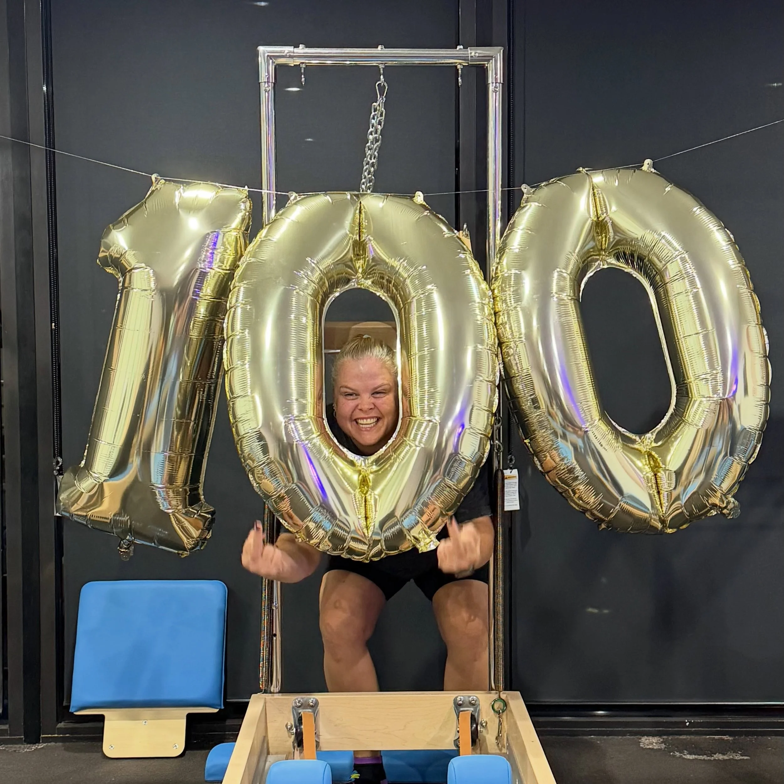 Today Bec hit the magic 100. And it wouldn&rsquo;t be a normal Tuesday morning if she didn&rsquo;t flick me the bird at some point during class!
100 classes was a milestone for a few reasons, smashing out 100 classes and 100 Teasers 😉
Congrats Bec, 