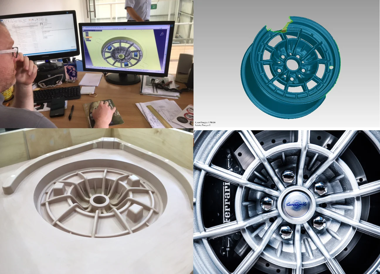 Using the latest technology to laser scan an original Campagnola 15 inch wheel and then resize it to 17 inches, but use the traditional methods and technique of casting in sand moulds to keep a totally authentic look to these iconic wheels.