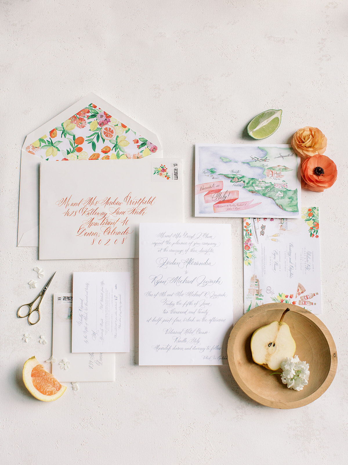 Amalfi Coast wedding invitations