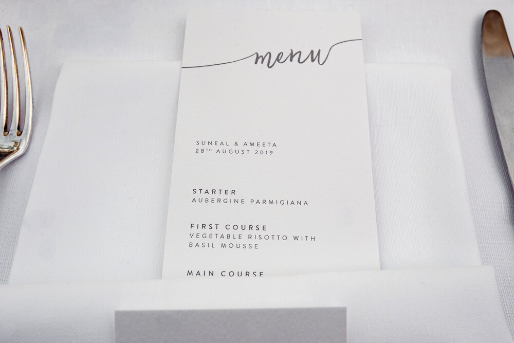 Ravello wedding menu