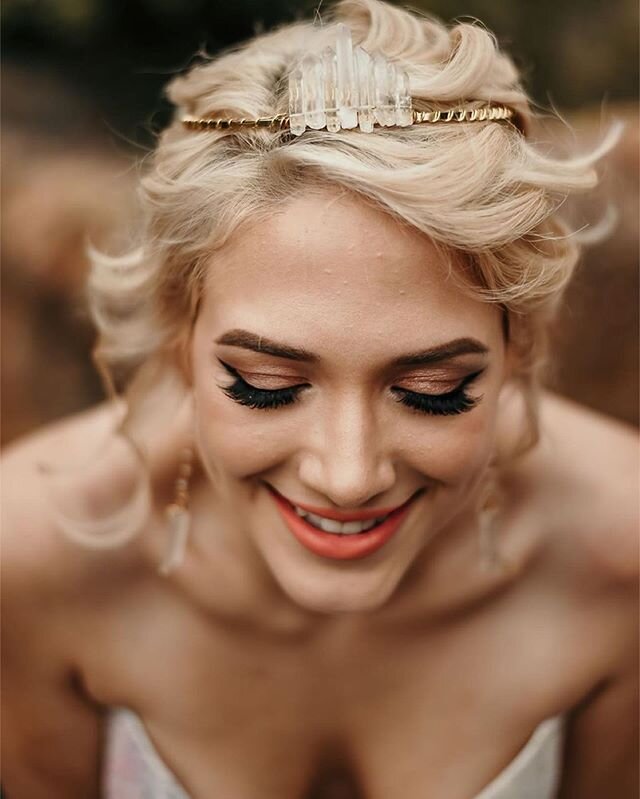 Repost from @bluejeanrevival
&bull;
I adore this shot by @lauren.crumpler.photo of @oheyyitsjen in the BJR Quartz crown fit for a Queen and matching earrings! 😍

HAMU: @vivalaglamx
Planner/Coordinator/Curator: @heartandfern 
Dress: @livandlovebridal