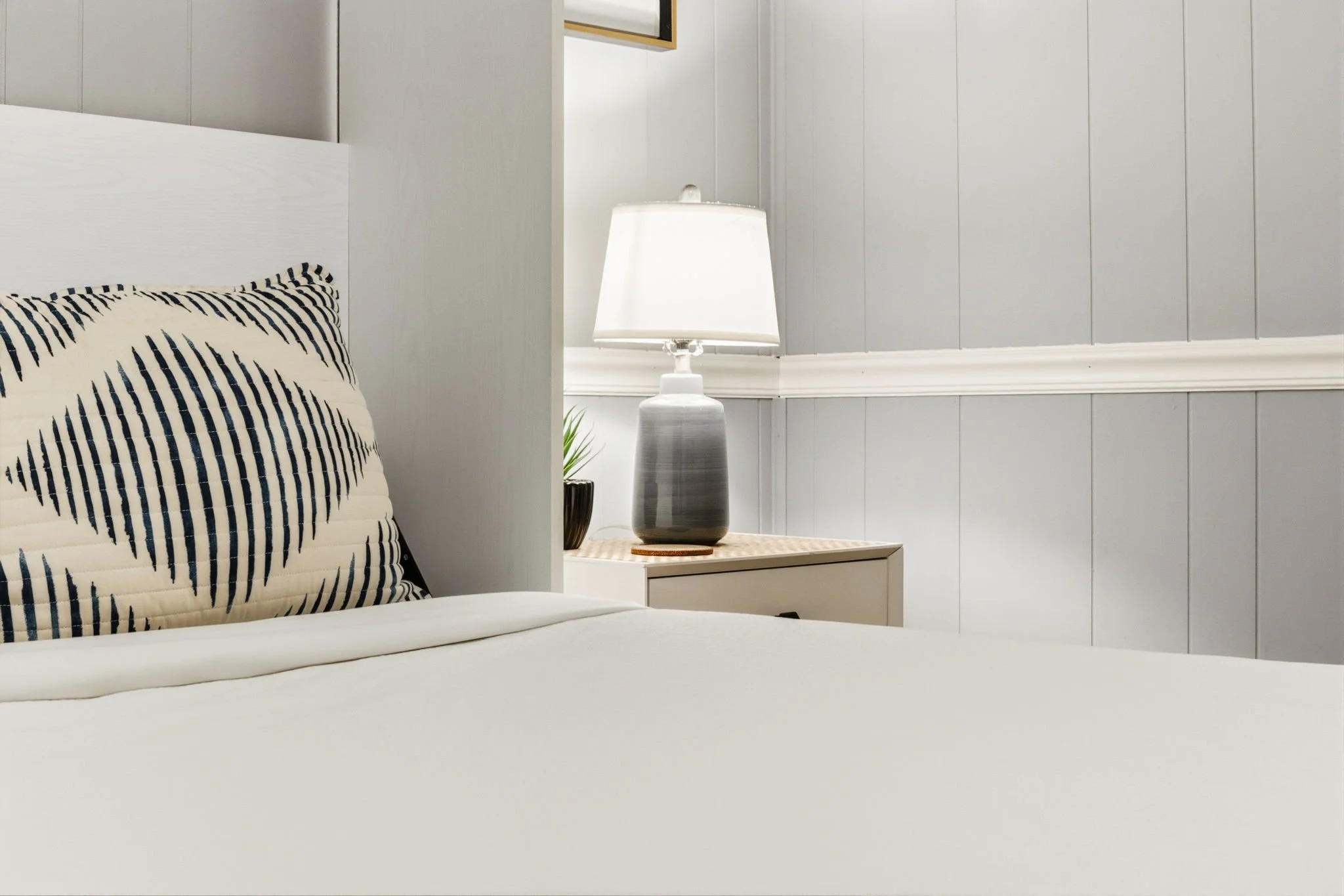 The second bedroom was designed to feel simple, clean, and comfortable — the kind of cozy space where you can truly slow down and recharge.