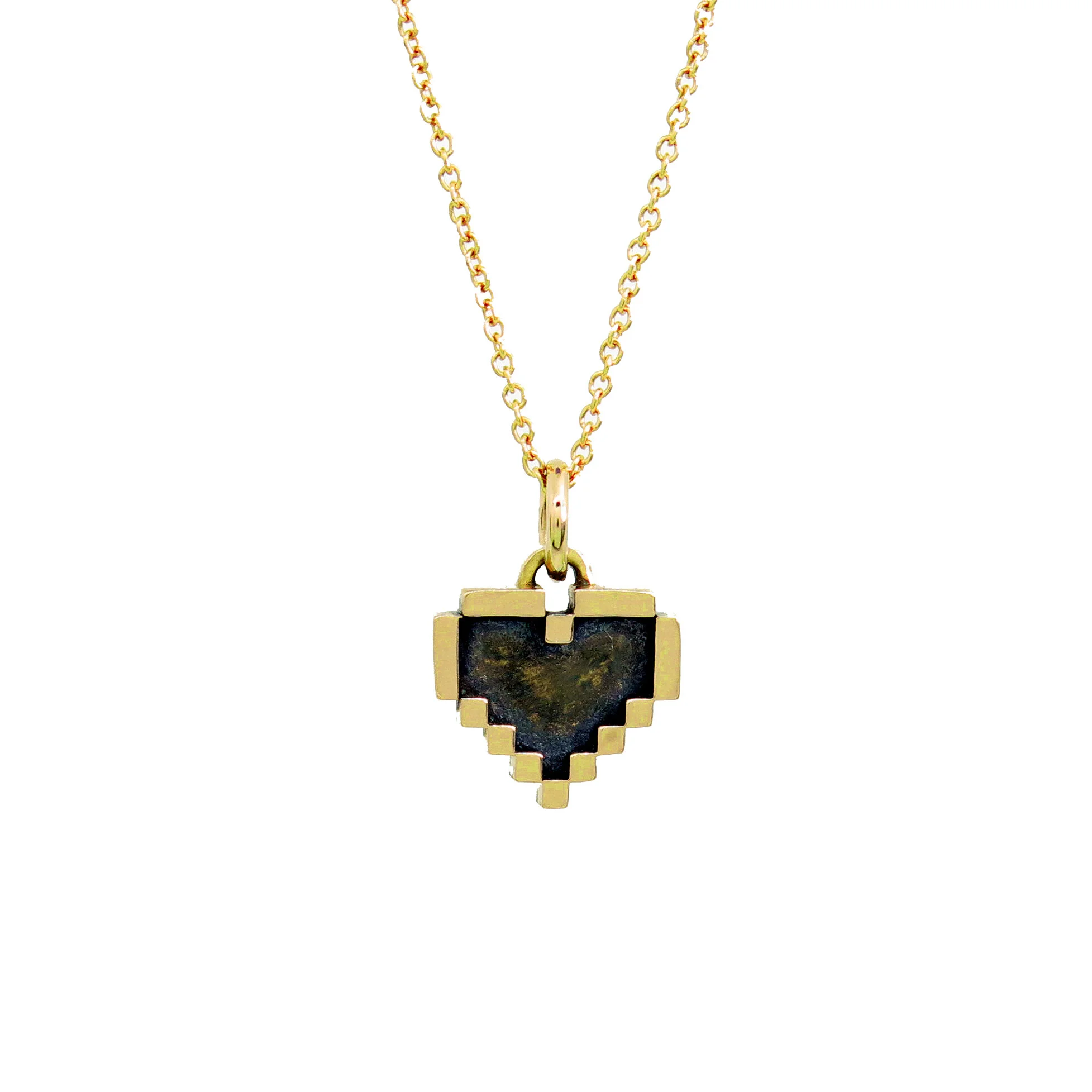 Pixel Heart Pendant - Yellow Gold