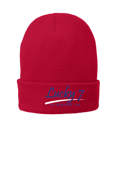 Lucky 7 Red Knit Hat