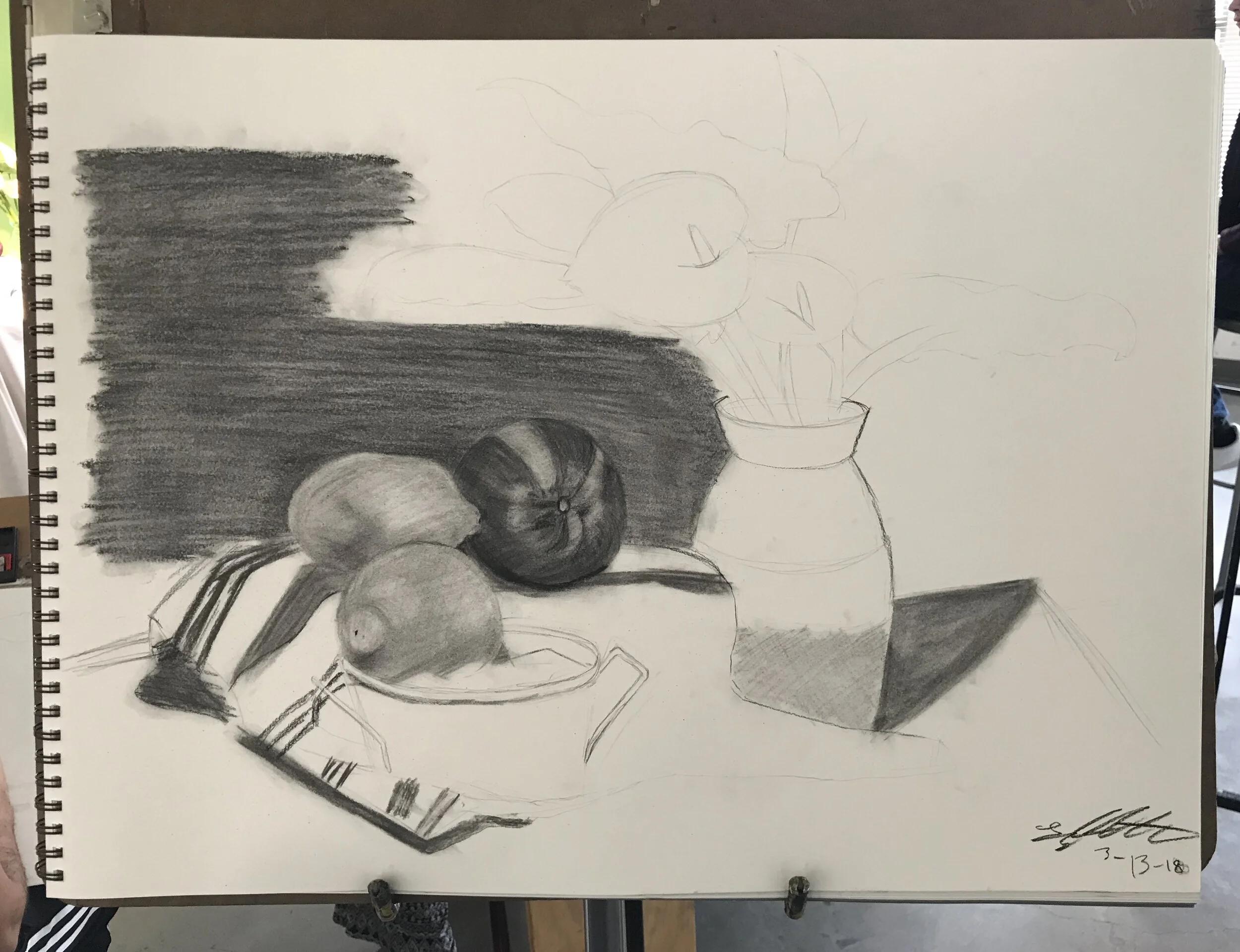 Unfinished Fruit and Flowers — Charcoal