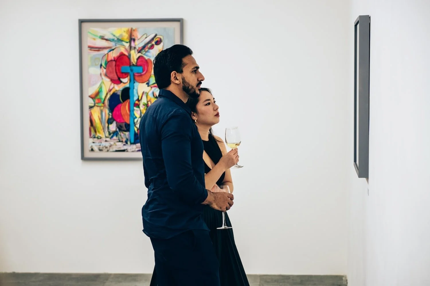 Guests admiring art