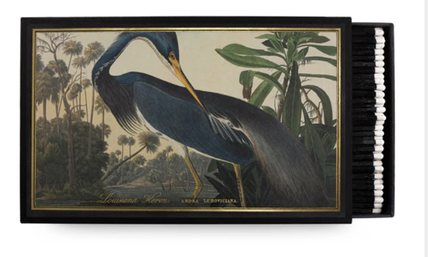 Giant Matches in Letterpress Printed Luxury Matchbox - Louisiana Heron