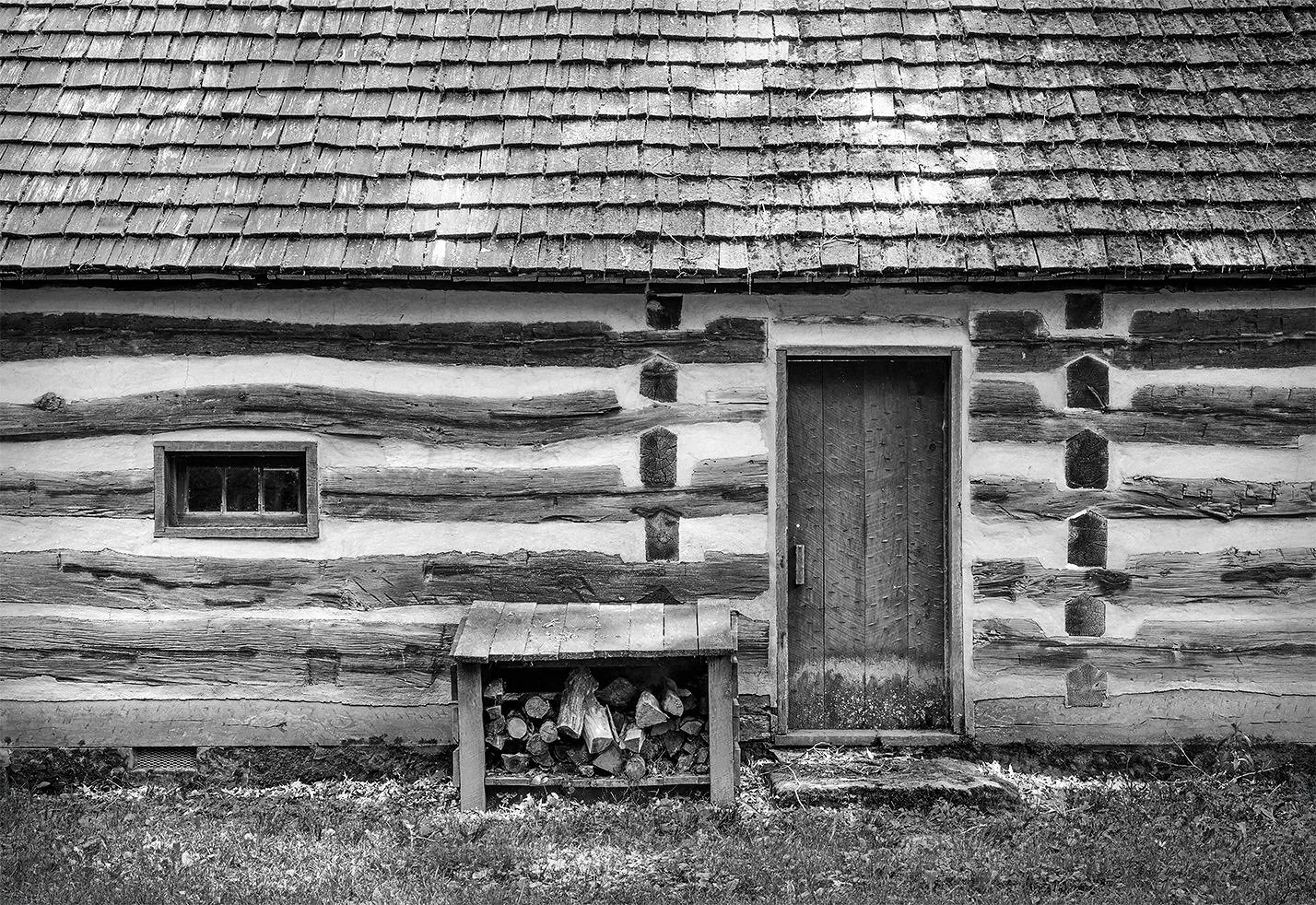 Schoenbrunn Village Cabin, Wood Box, Door, New Philadelphia, Ohio