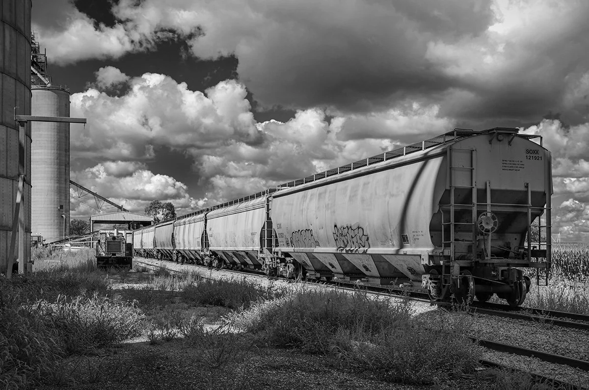 Lilly Chapel Grain Elevator, Grain Cars, Clouds, Lilly Chapel, Ohio