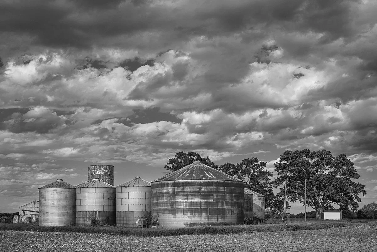 Grain Bins, Spring Field, Clouds, Hilliard, Ohio