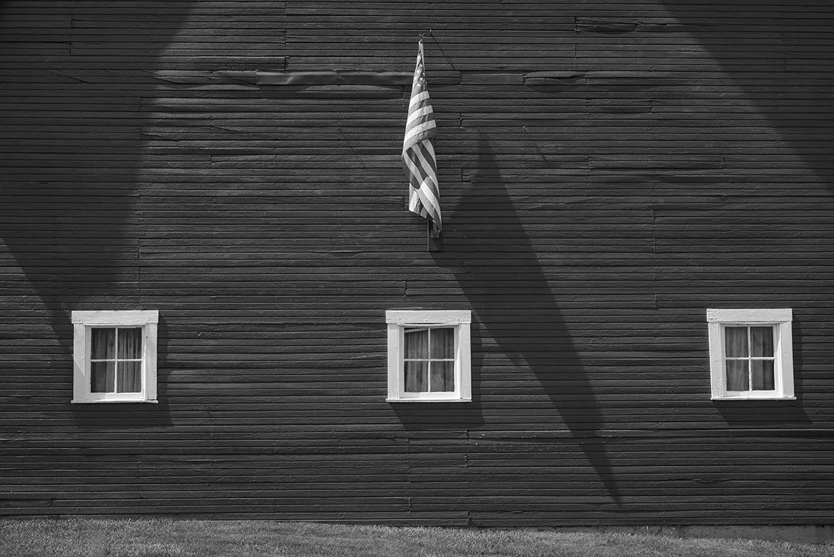 1883 Barn Wall, American Flag, Windows, Galloway, Ohio