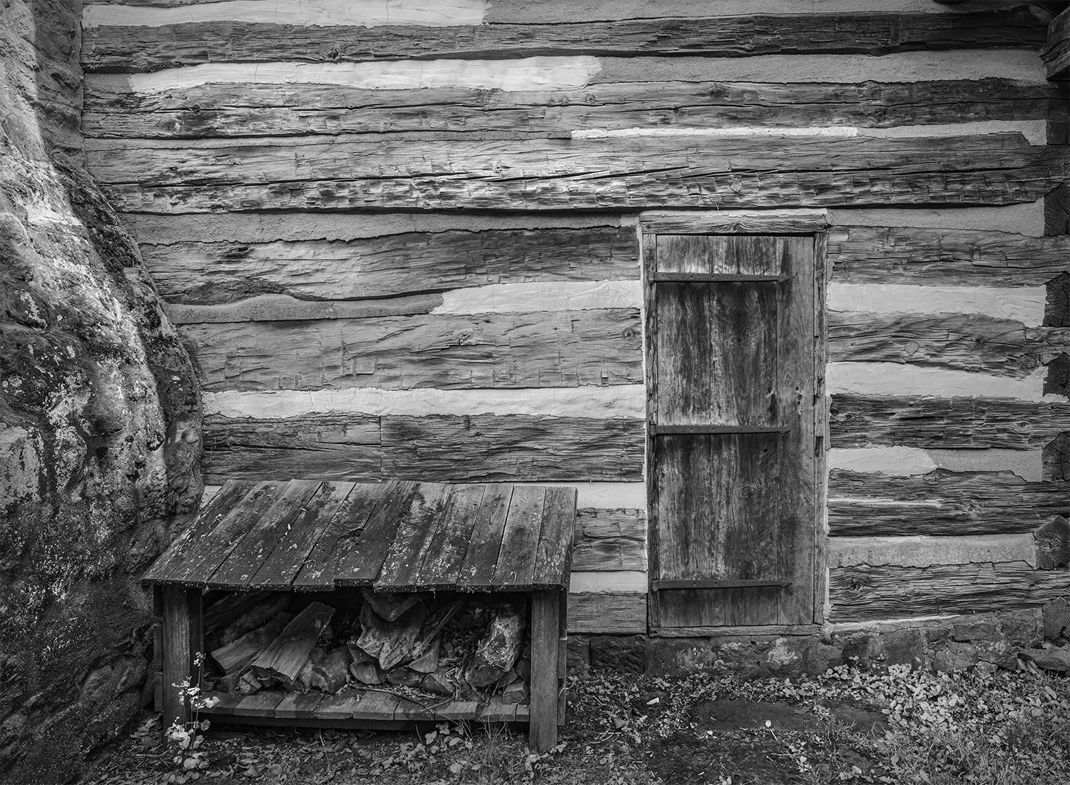1772 Cabin, Wood Bin, Door, Schoenbrunn Village, New Philadelphia, Ohio