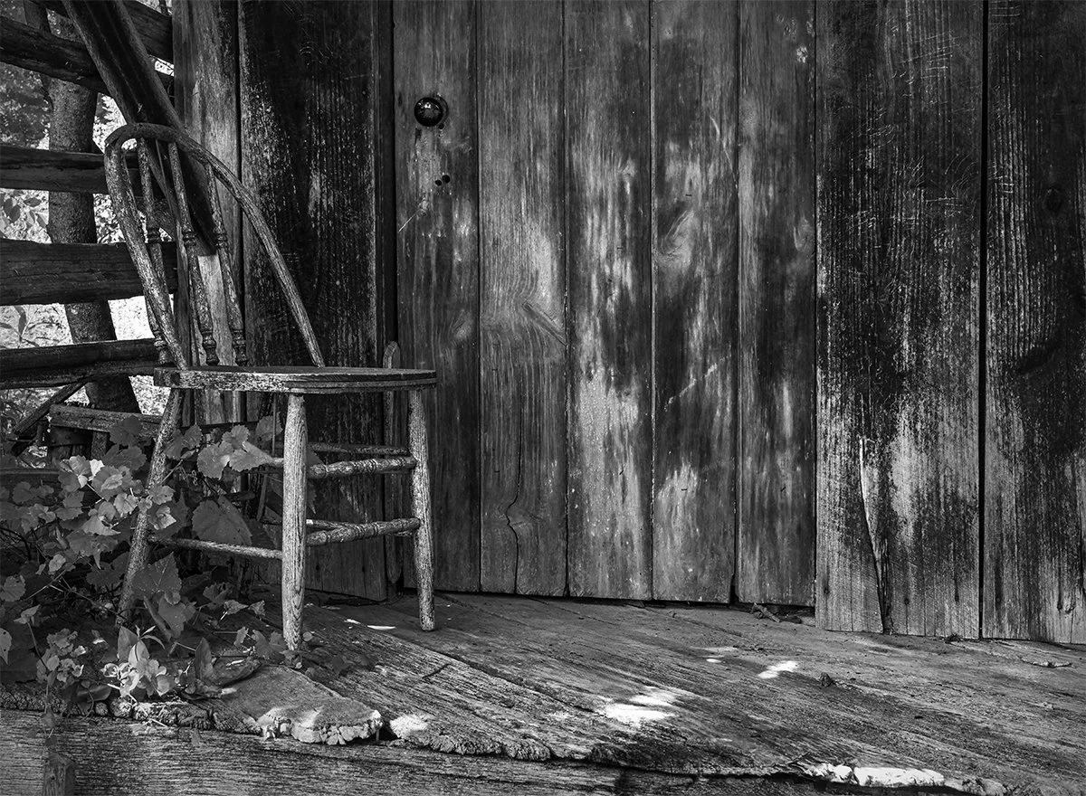 Wooden Chair, Door, Caesars Creek Pioneer Village, Harveysburg, Ohio